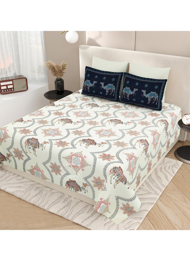 Cotton White   Printed Bedsheets( 108*108)